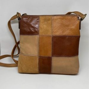 Fossil Patchwork Leather/Suede Crossbody Bag